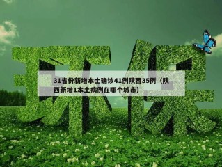 31省份新增本土确诊41例陕西35例（陕西新增1本土病例在哪个城市）
